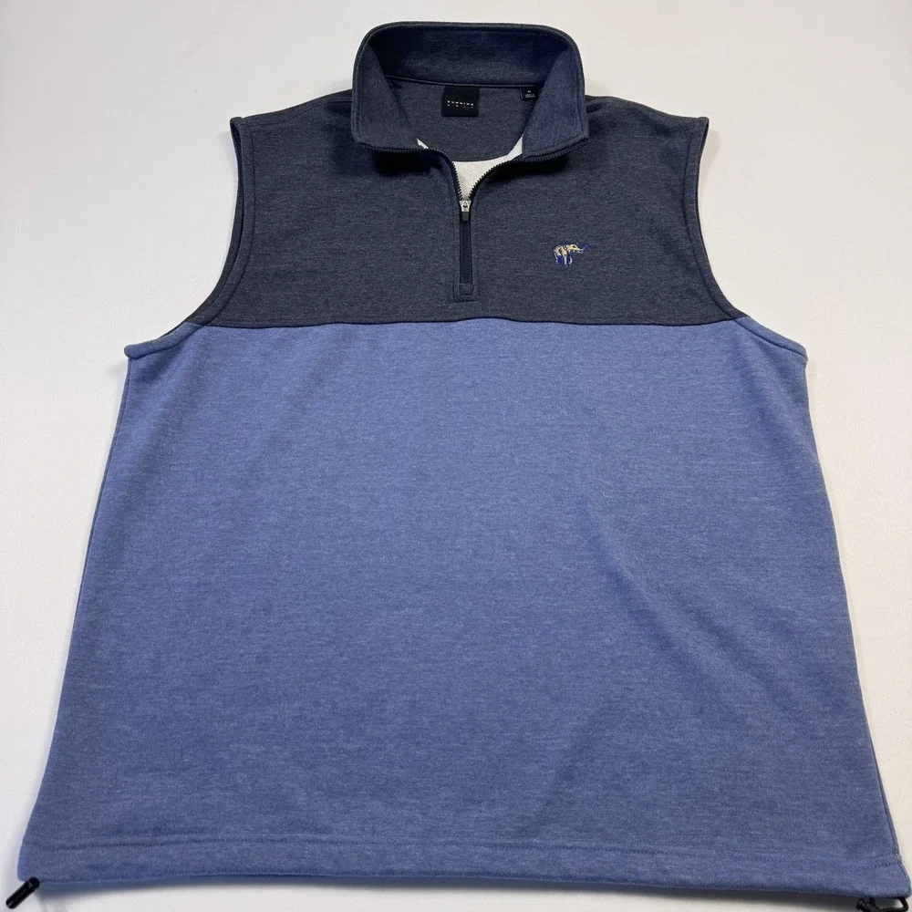 Dunning Sweater Vest Mens Medium Blue 1/4 Zip Mock‎ Neck Golf Pullover Knit
